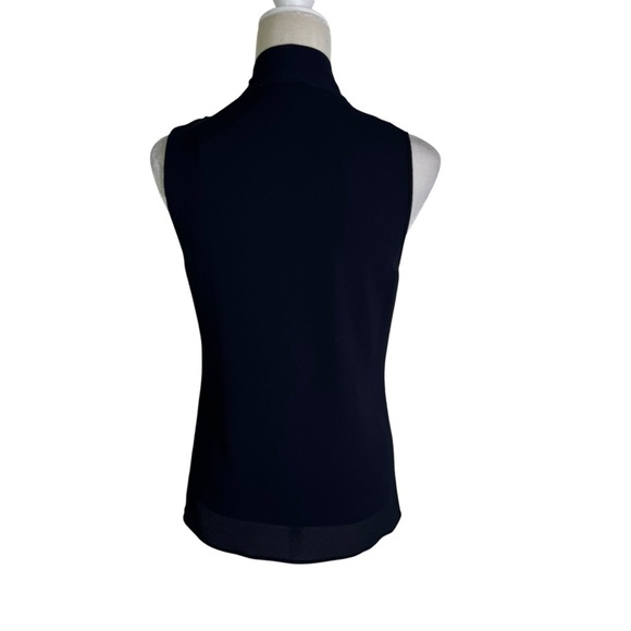 NWT Michael Michael Kors Womens Navy Chiffon Tie-neck Blouse Top Size 4 - Picture 7 of 12